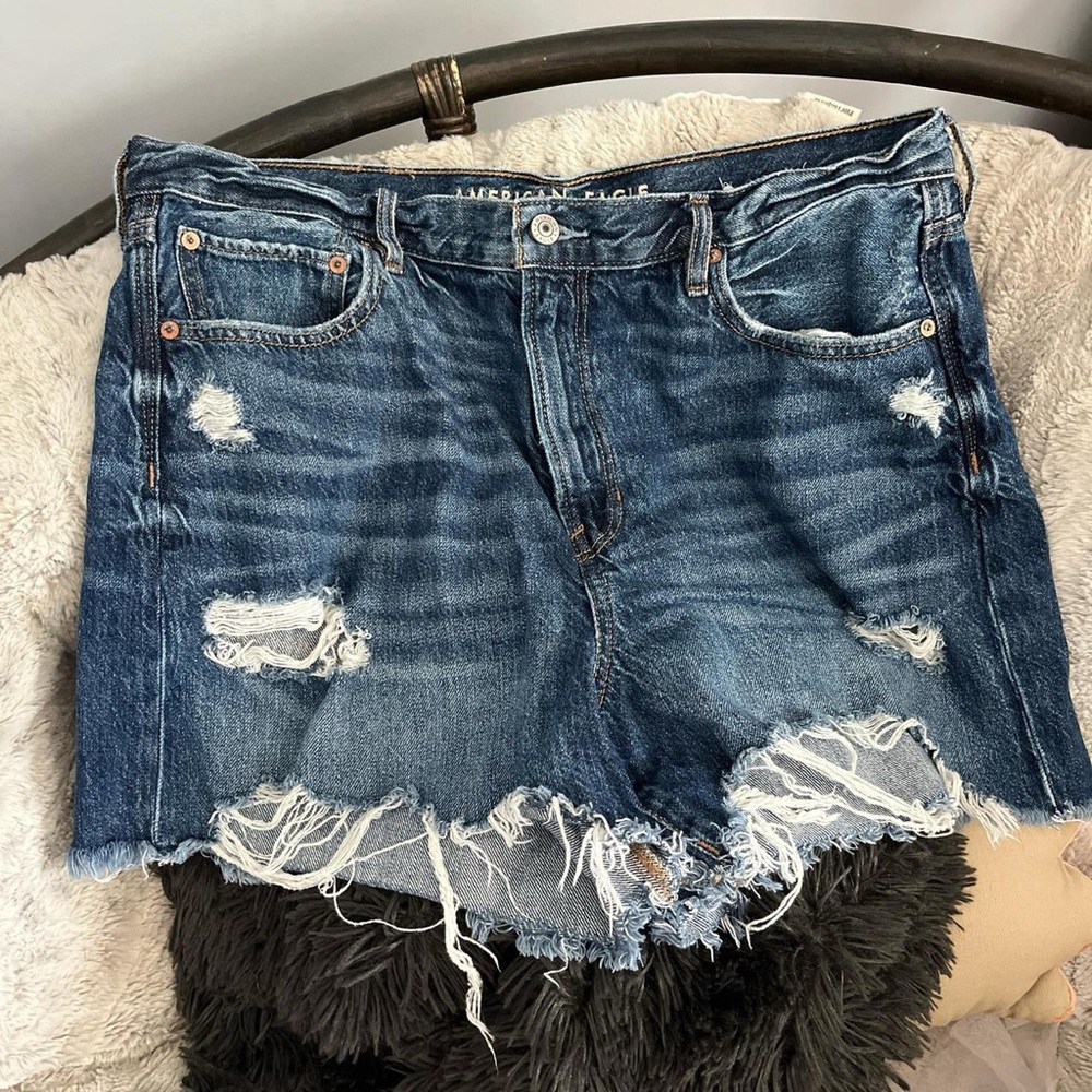 American Eagle Outfitters Blue Distressed Jean Shorts
